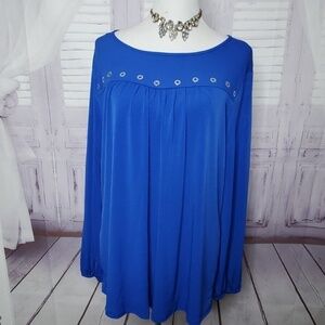 NEW NY COLLECTION PLUS SIZE 1X‎ ROYAL BLUE TOP FALL